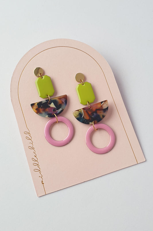 Middle Child Earrings - Deputy (Orchid/Lime)