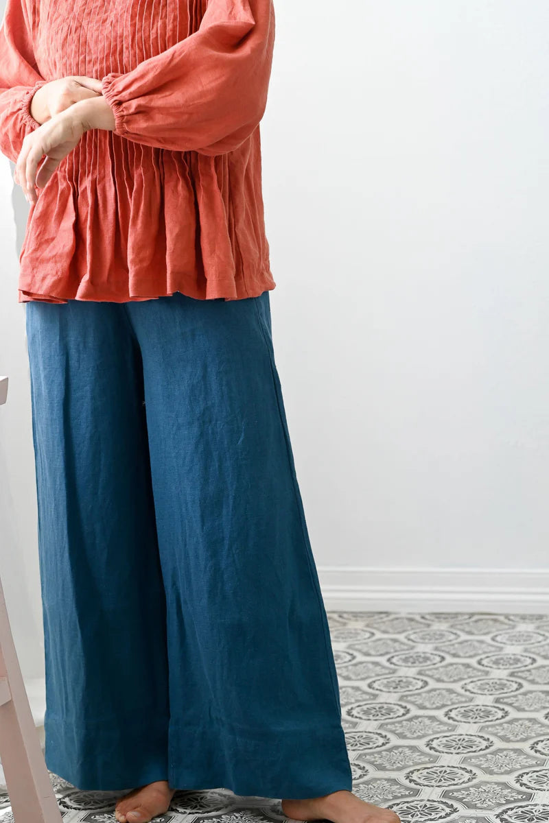 Lazybones Ollie Pant - Sapphire Linen