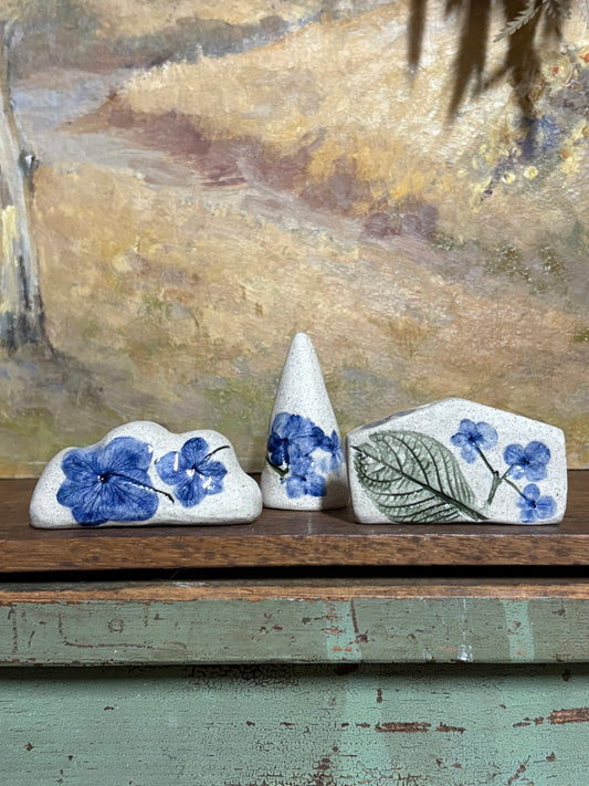 Handmade Ceramic Hydrangea Village - set of 3