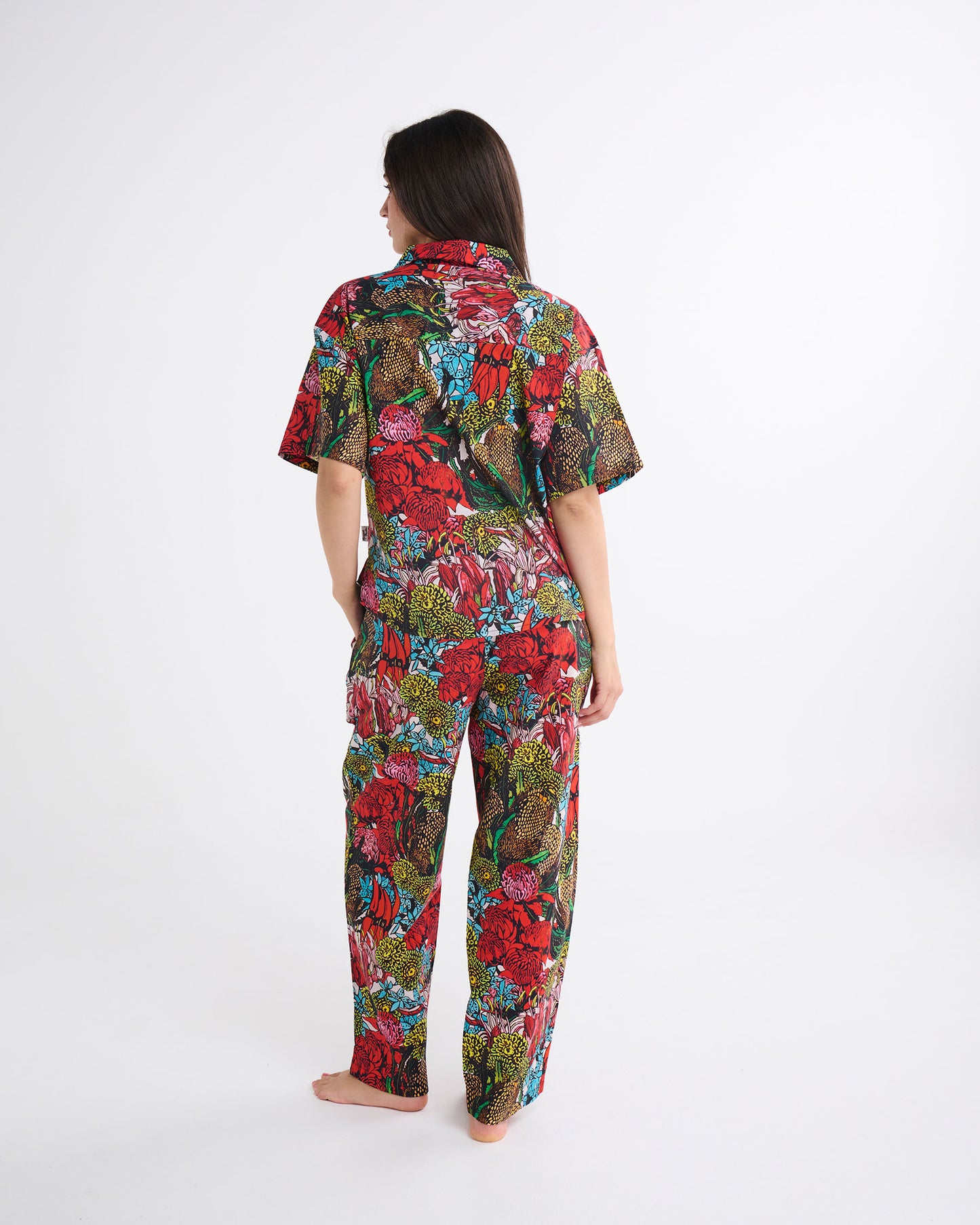 Kip and Co x Margaret Preston - Bush Natives Organic Cotton Short Sleeve Shirt and Pants Pyjama Set