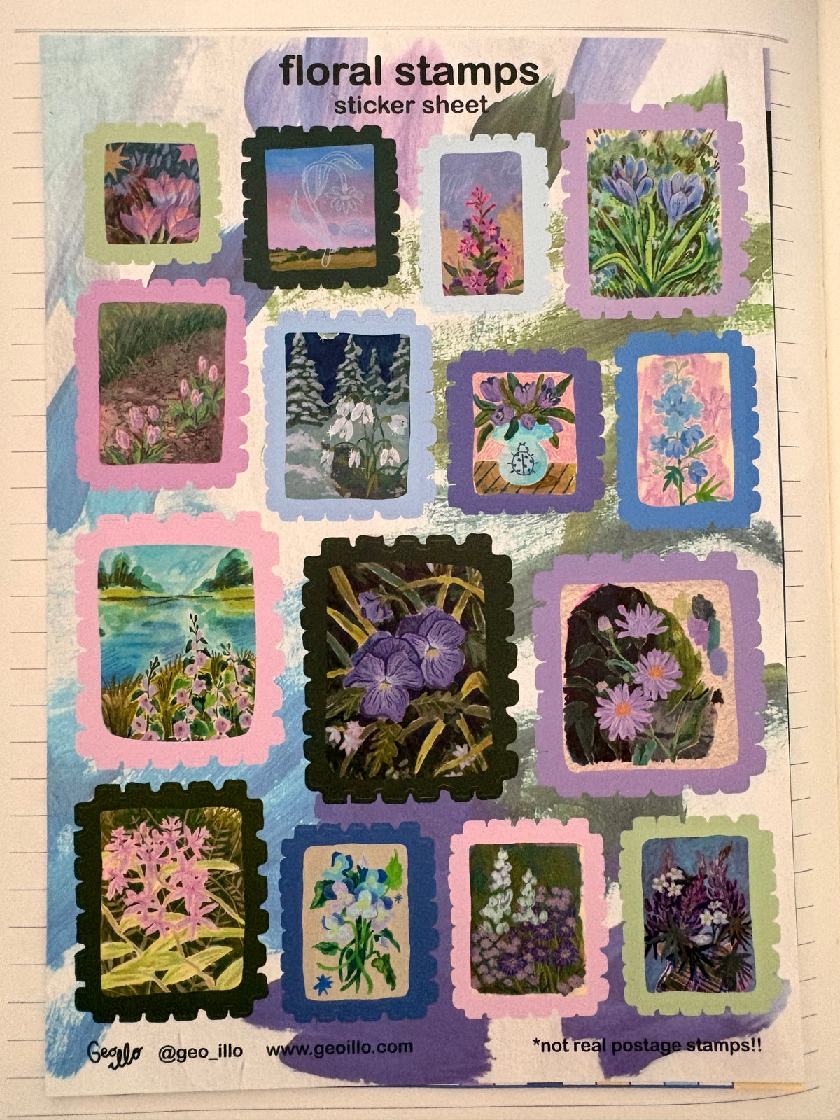 Geo Illo Floral Stamps Sticker Sheet