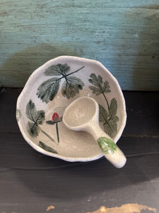Handmade Ceramic Salt Pig with Spoon