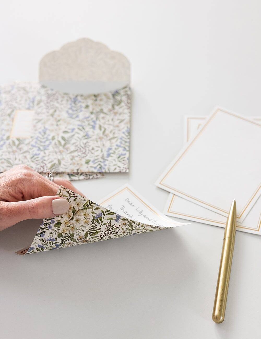 Bespoke Letterpress - Forget Me Not 4pk Scallop Notecard Set