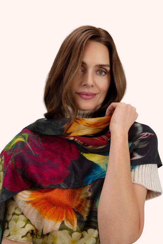 POWDER Wool Wrap Scarf - Opulent Florals