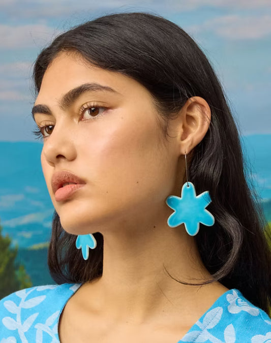 Togetherness Ceramic Starburst Earrings - Lake Blue