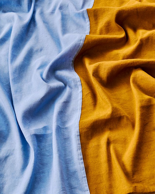 Kip and Co Linen Curtains - Honey Blue (single panel)