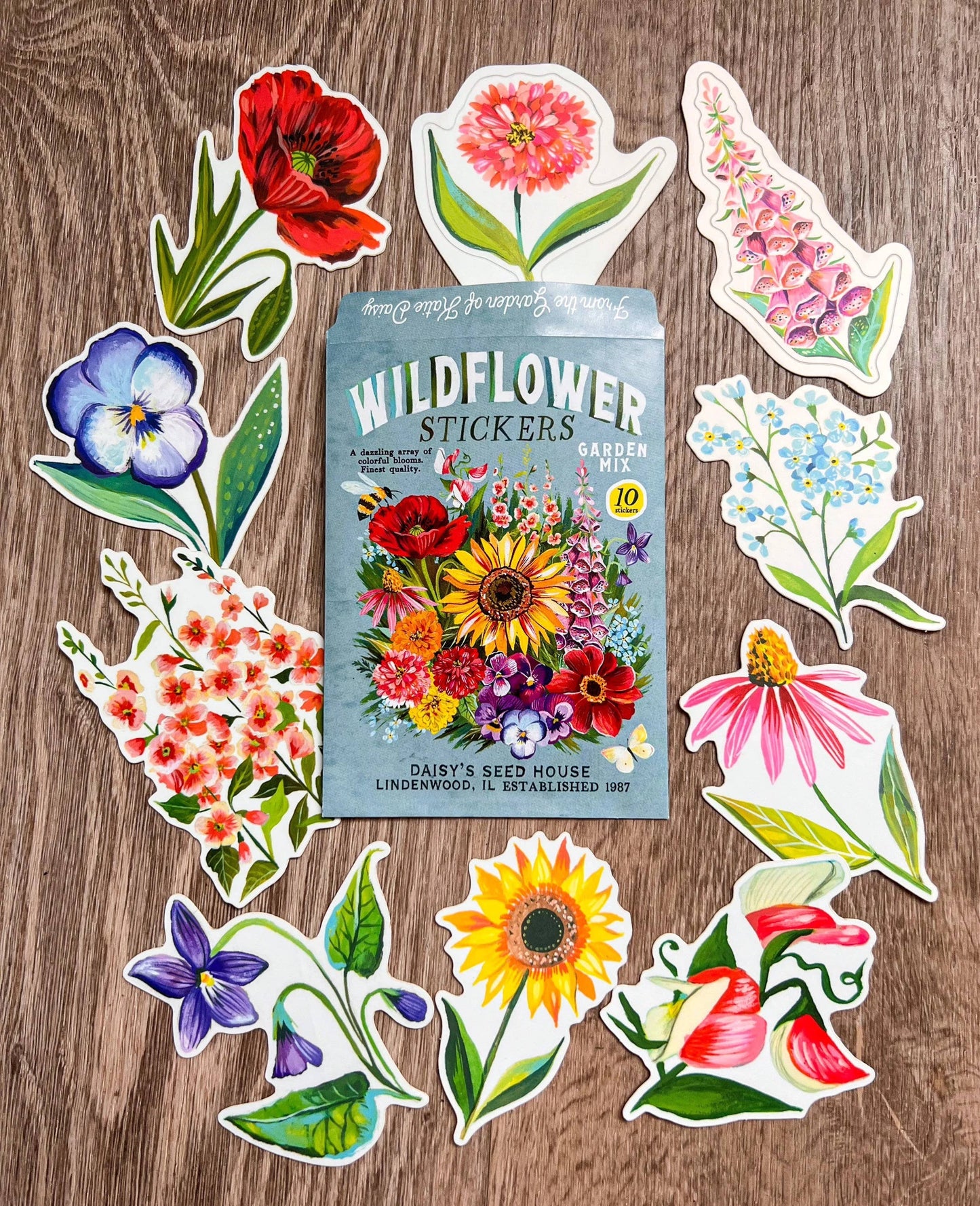 Katie Daisy ‘Wildflower’ Sticker Pack - Set of 10 Matte Stickers