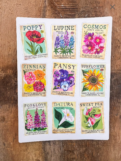 Katie Daisy ‘Seed Packet’ Sticker Sheets