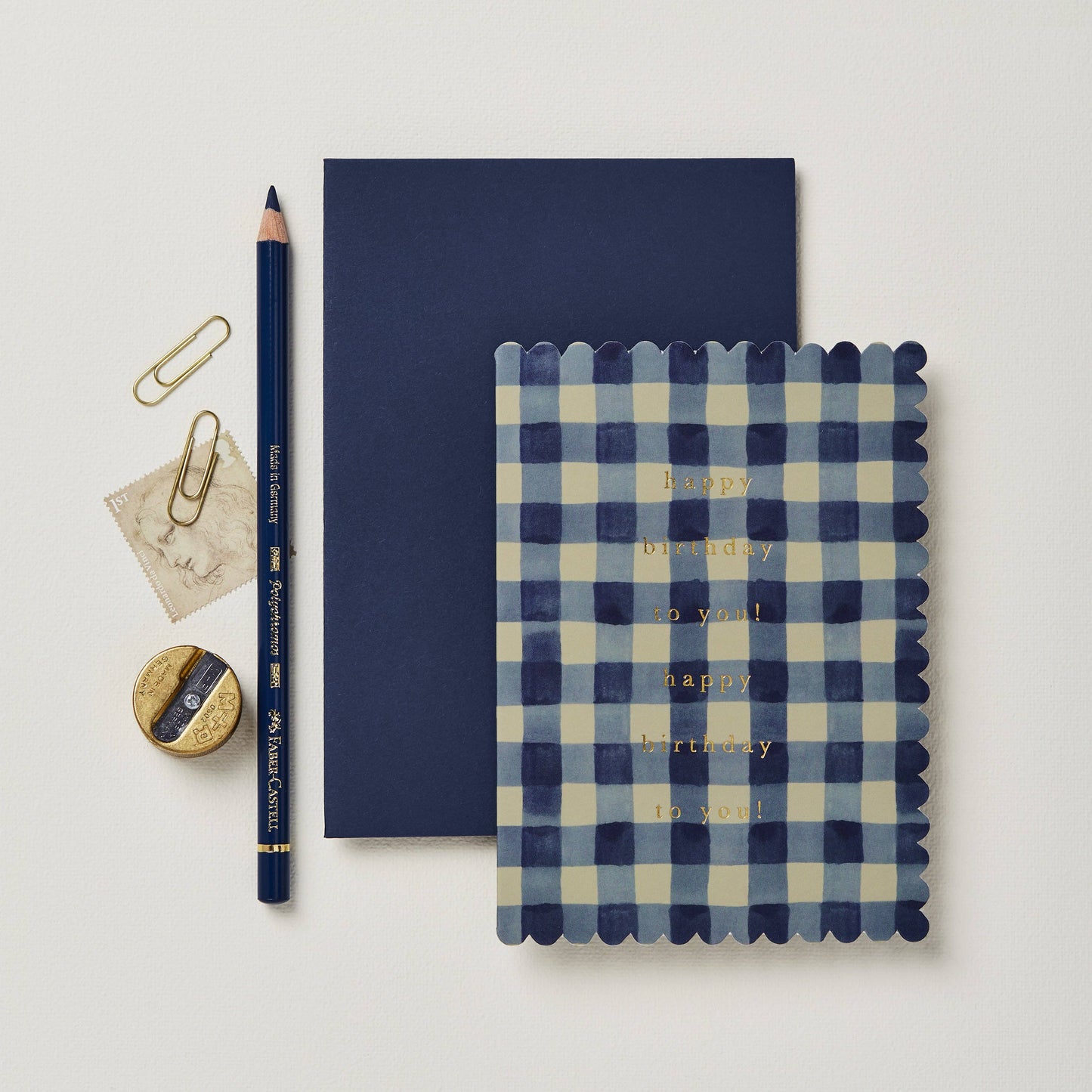 Blue Gingham 'Happy Birthday to you!' Card
