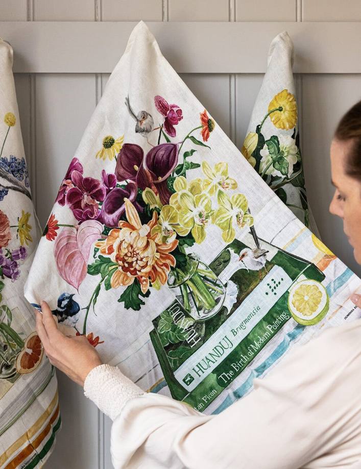 Bespoke Linen Tea Towel - Fairy Wrens