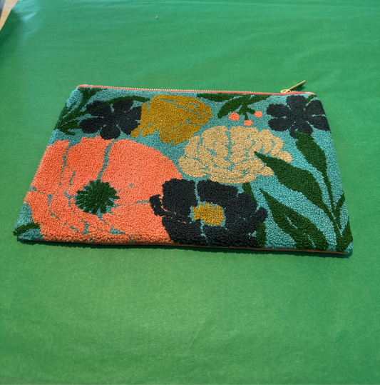 POWDER Cotton Tufted Pouch - Blue Blooms