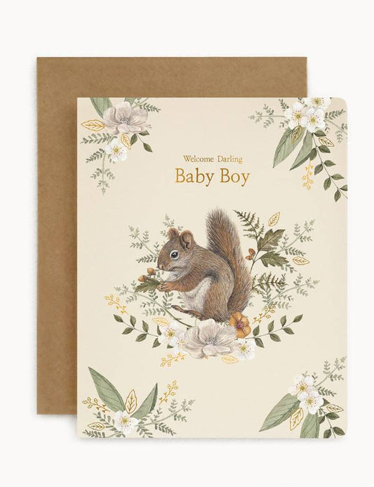 Bespoke Letterpress - Welcome Darling Baby Boy Card