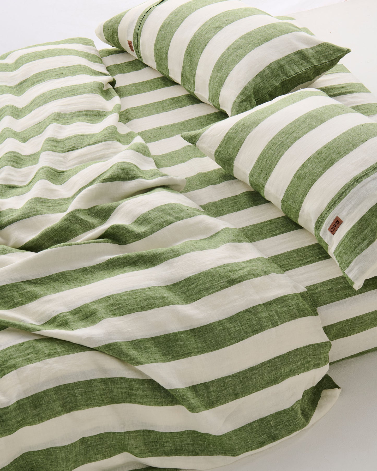 Kip and Co Fitted Sheet Moss Stripe