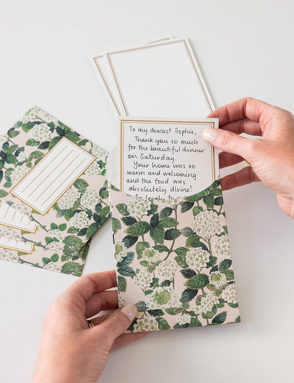 Bespoke Letterpress - Hydrangea 4pk Scallop Notecard Set