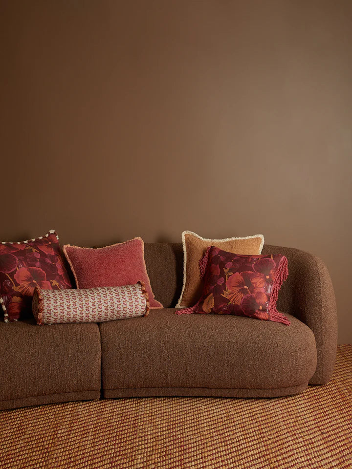 Bonnie and Neil Cushion - Wild Pansy Dark Cerise 50cm