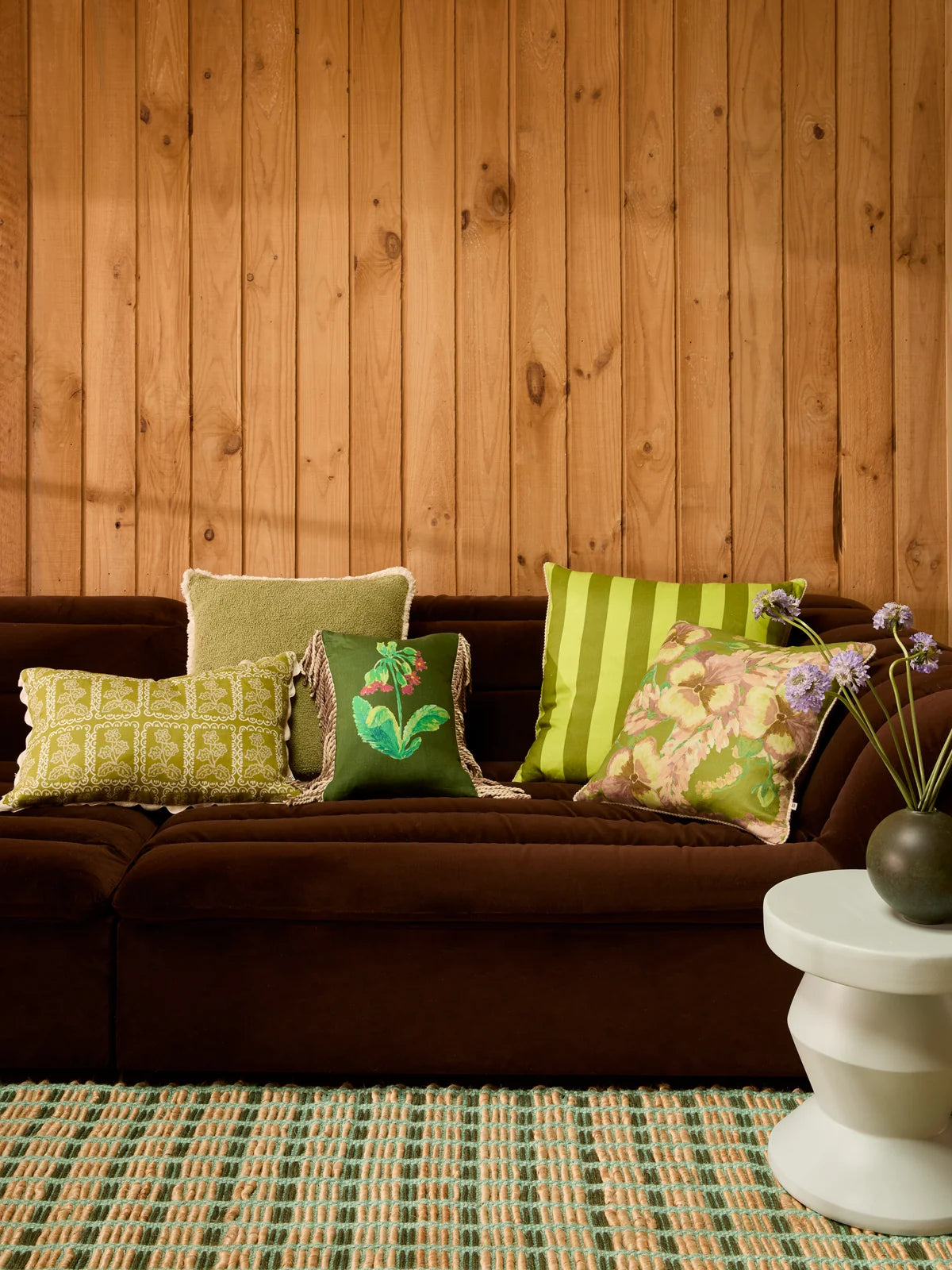 Bonnie and Neil Cushion - Martine Olive 60x40cm