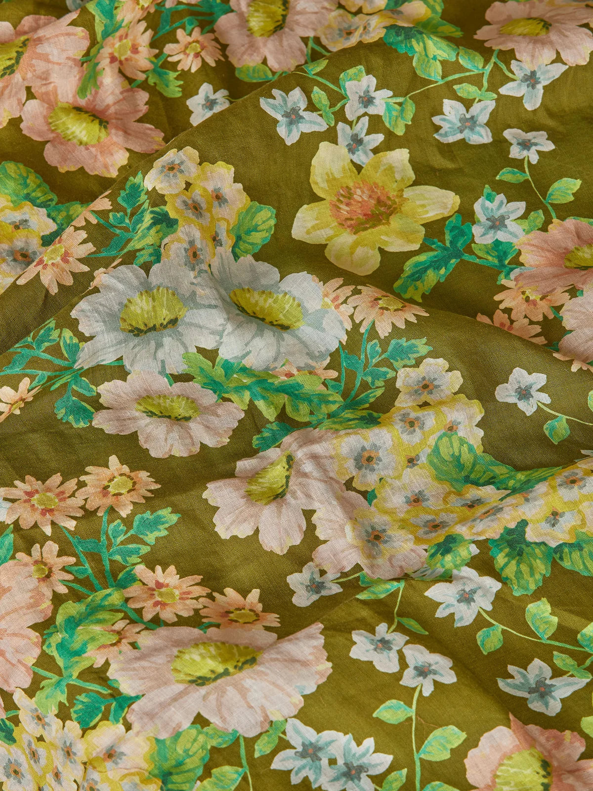 Bonnie and Neil Buttercup Olive Linen Standard Pillowcases