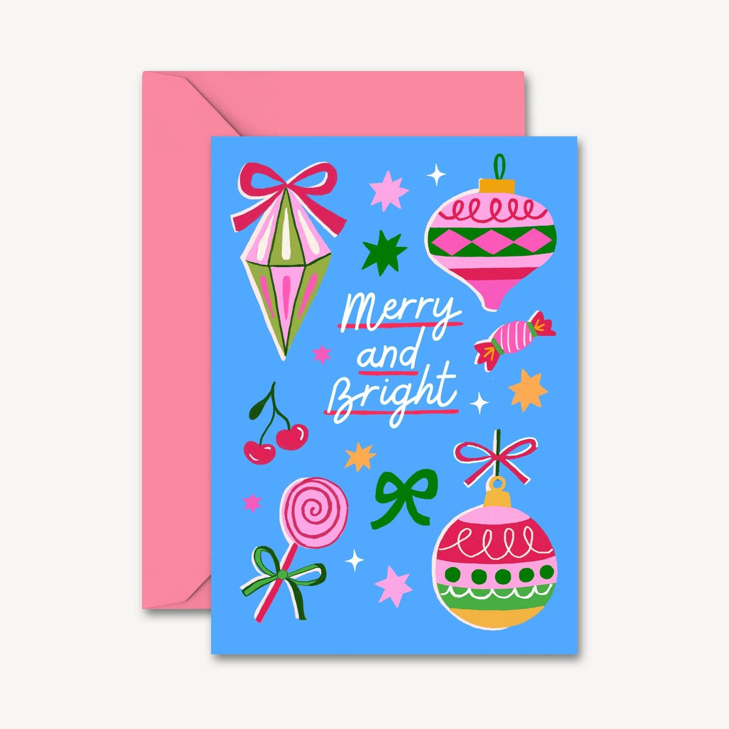 Christmas Card Pack of 4 | Baubles Illustration