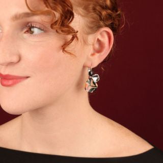 Taratata Jewellery - Amazone Small Leaf with Black and Silver Lever Back Earrings