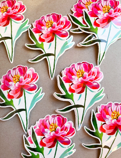 Katie Daisy ‘Peony’ Clear Sticker
