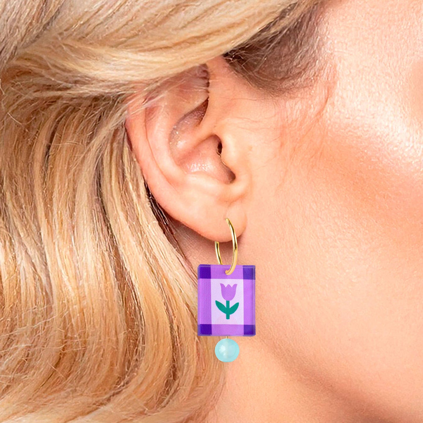Hoop Earrings | Purple Folk Floral | Jewellery Gift for Her