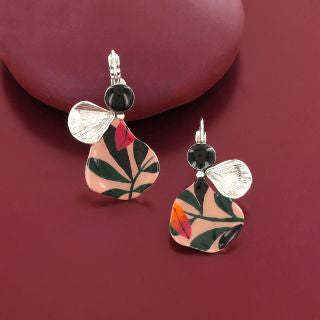 Taratata Jewellery - Amazone Small Leaf with Black and Silver Lever Back Earrings