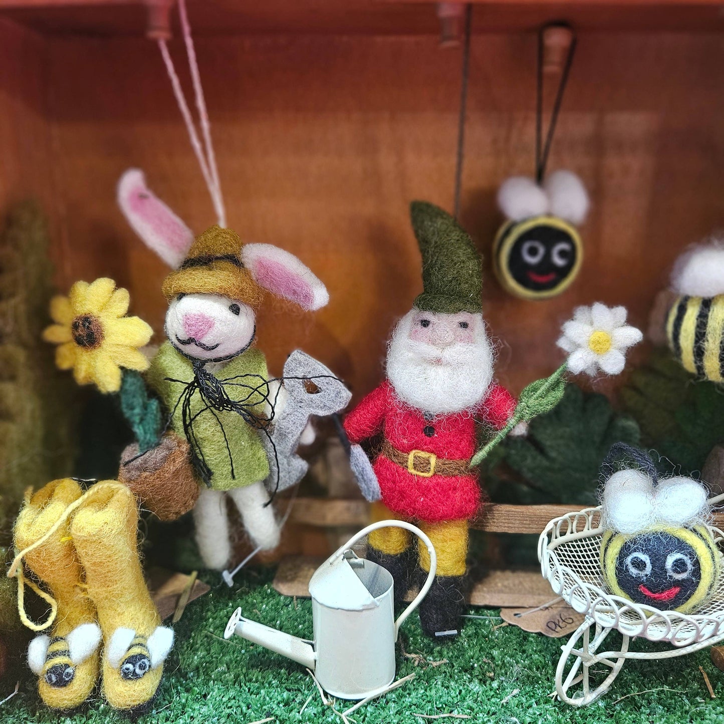 Handmade Felt Greta the Gardening Bunny Hanging Decoration