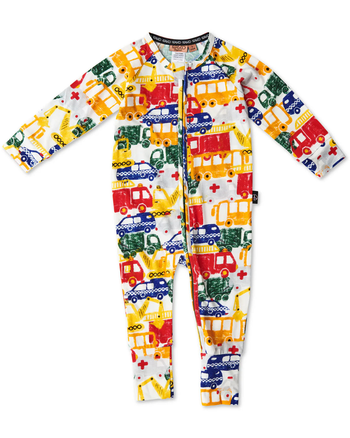 Kip and Co Organic Long Sleeve Zip Romper - Big Wheels