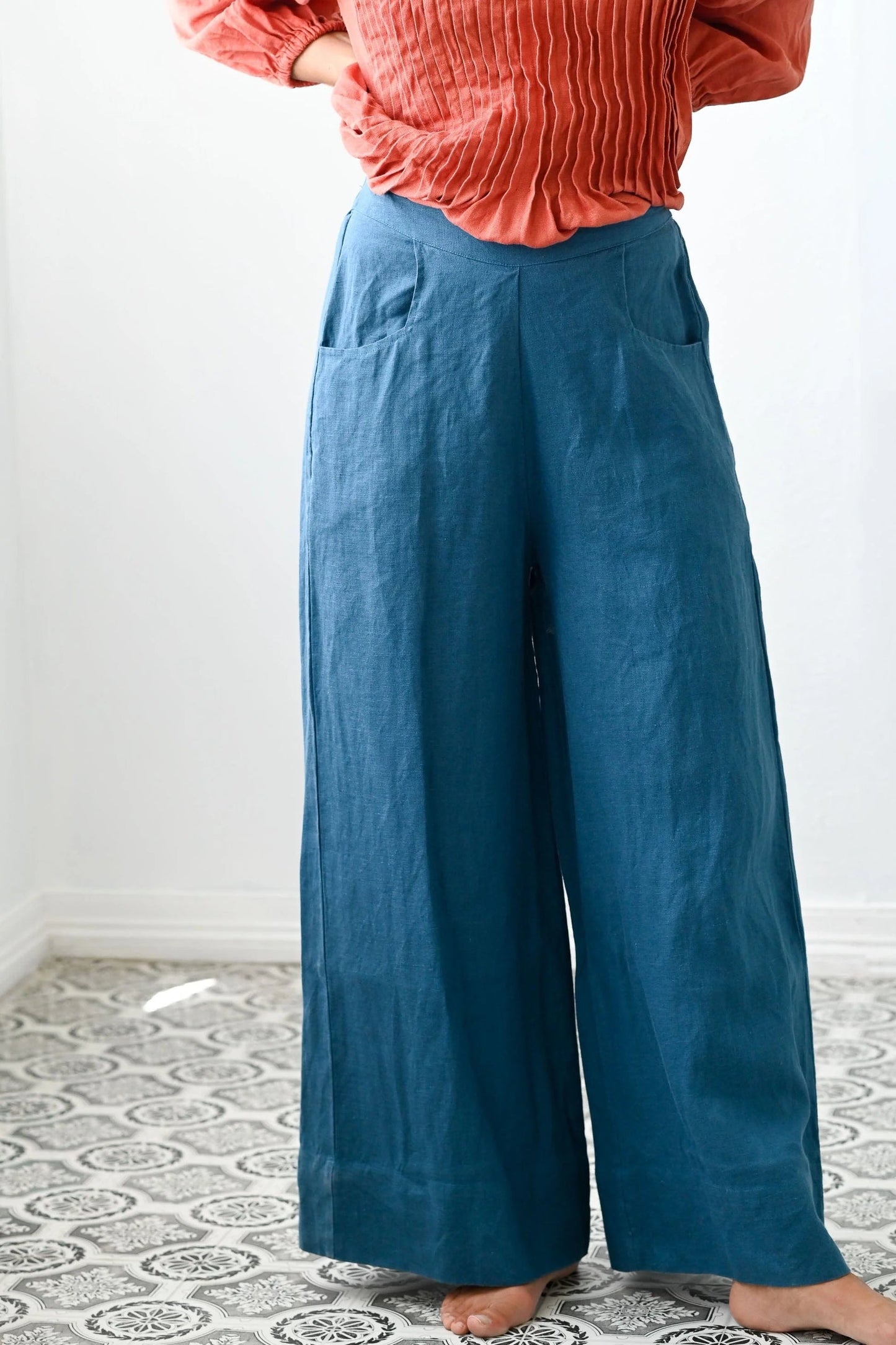 Lazybones Ollie Pant - Sapphire Linen