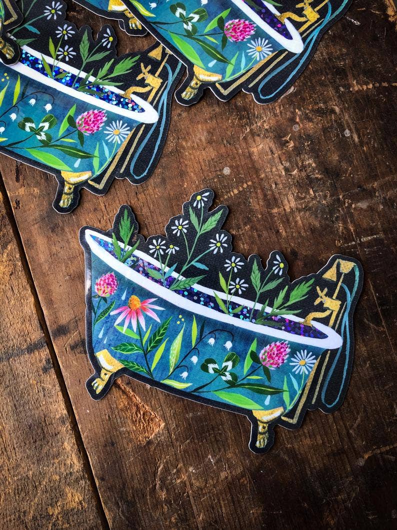 Katie Daisy Bathtub Glitter Sticker