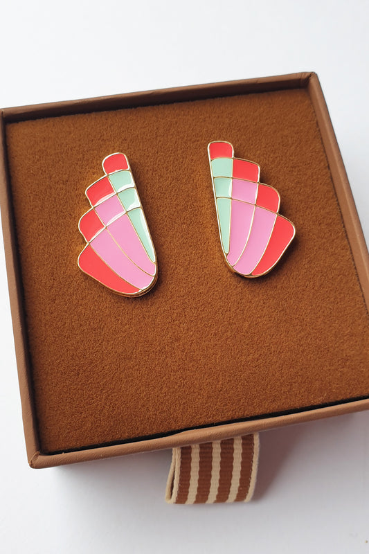 Middle Child Earrings - Opera Studs (red)