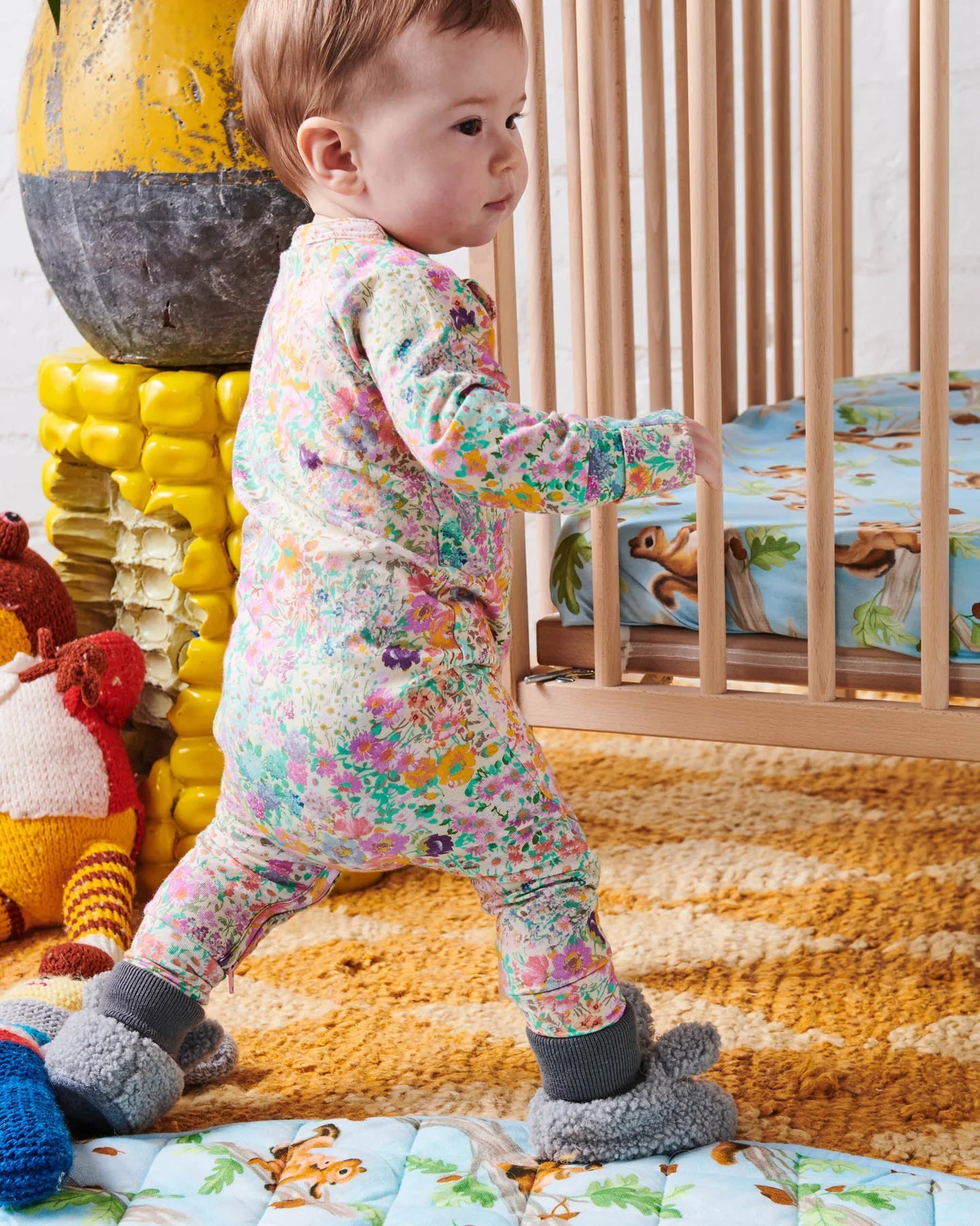 Kip and Co Organic Long Sleeve Zip Romper - Little Bit Ditsy