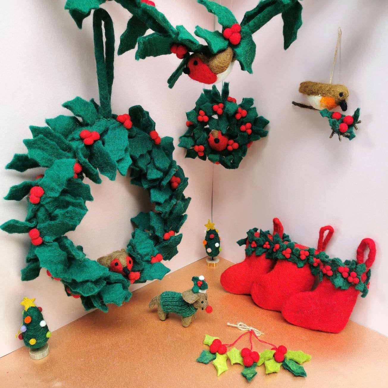 Handmade Felt Mini Christmas Stocking: Christmas Pudding