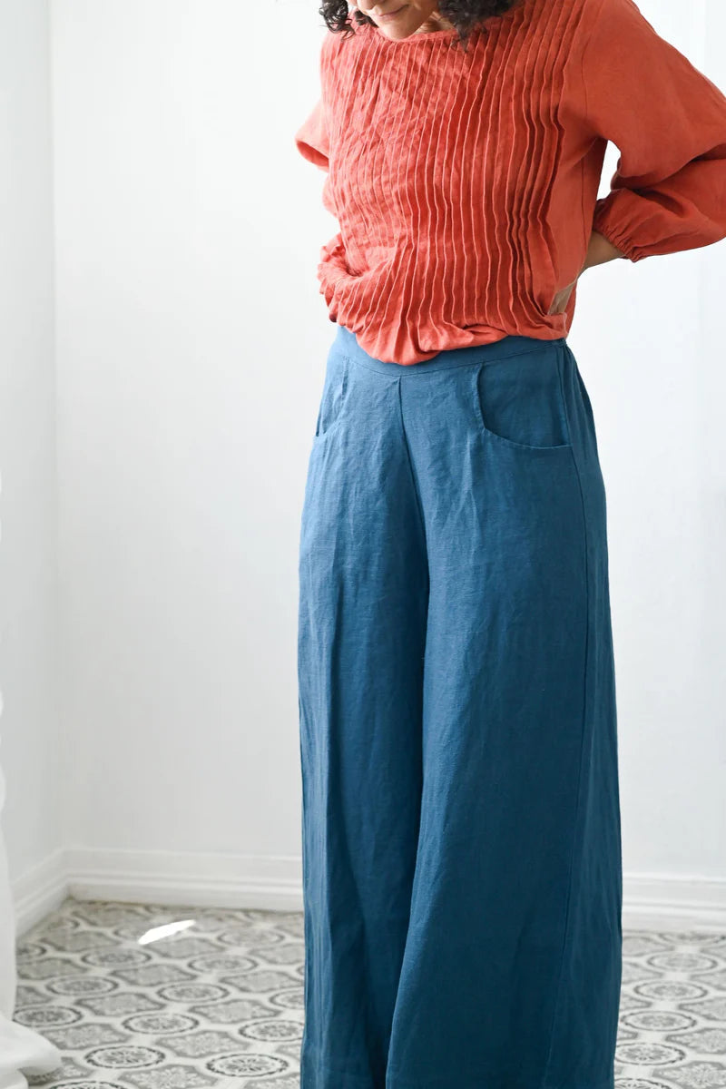 Lazybones Ollie Pant - Sapphire Linen