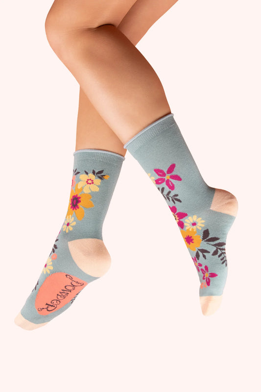 Powder Floral Spray Socks - various colours