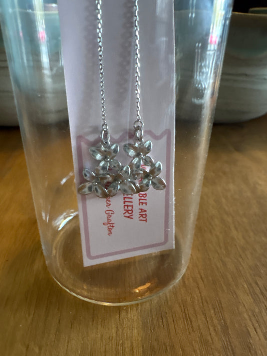 Flower Cluster Thread Earrings (silver)