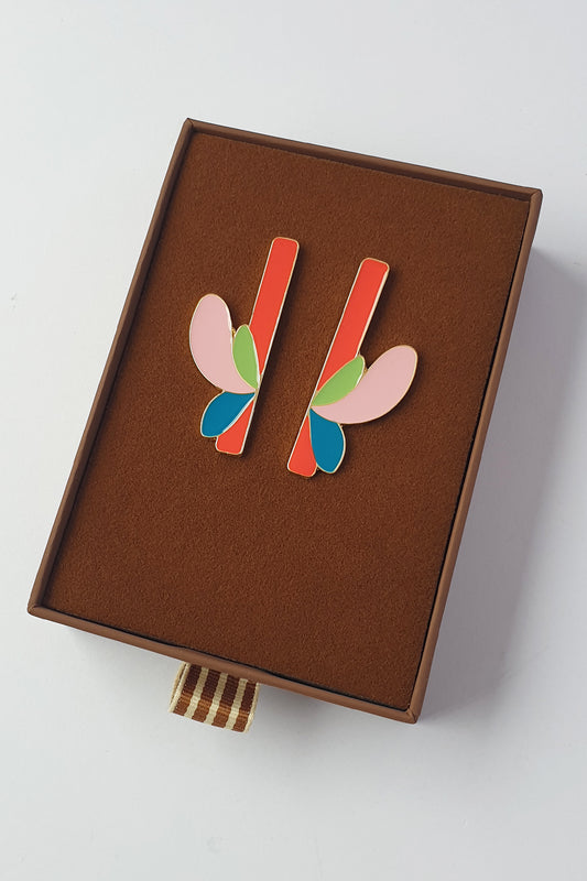 Middle Child Earrings - Perennial Studs (red)