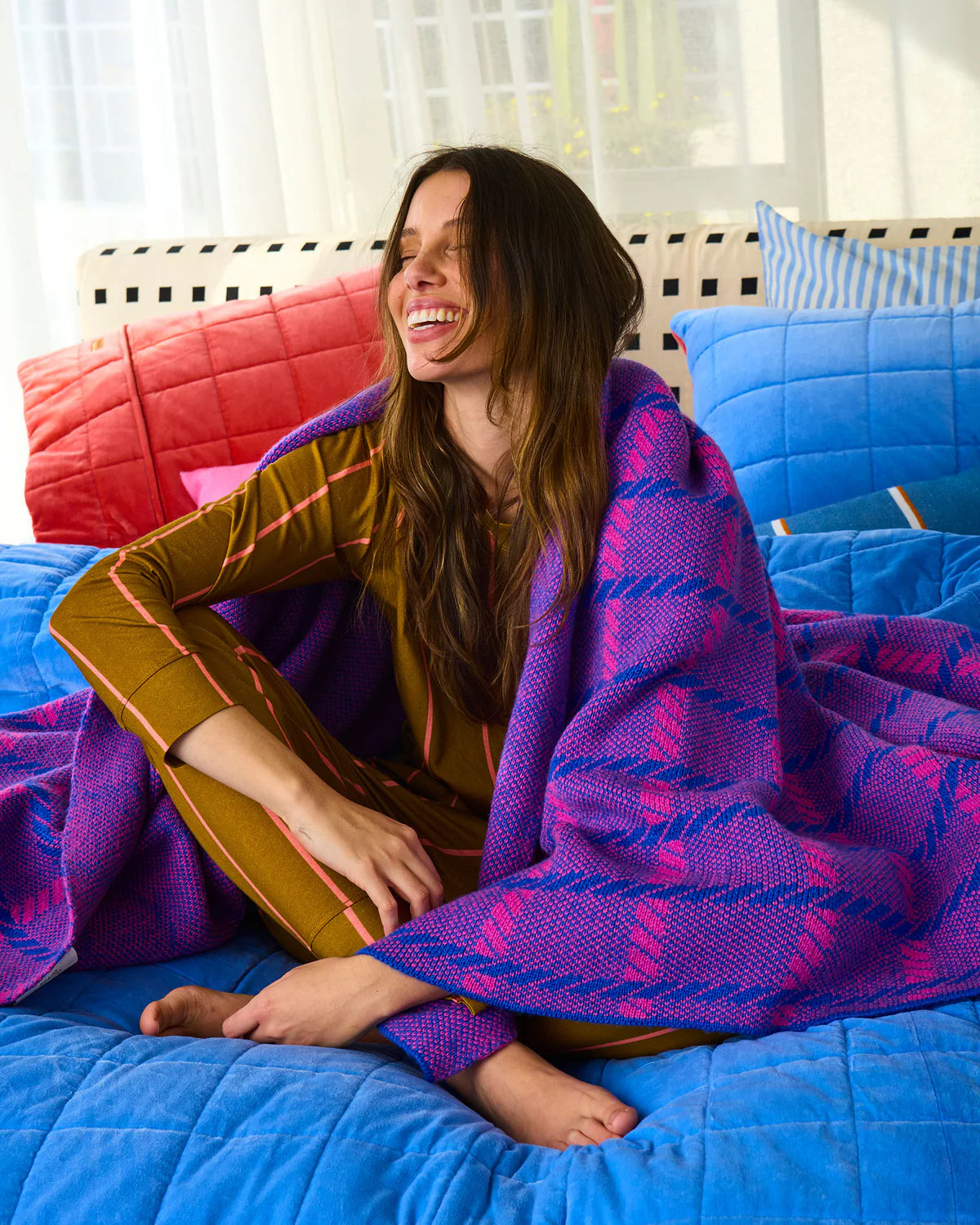 Kip and Co Pink Punch Check Blanket