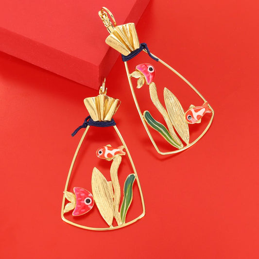 Taratata Jewellery - Bocal Goldfish Lever Back Earrings