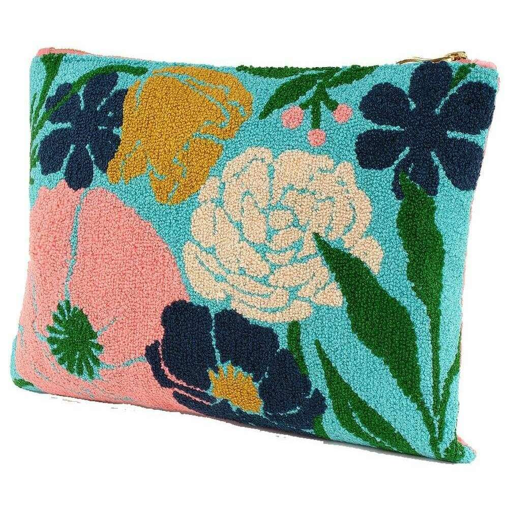 POWDER Cotton Tufted Pouch - Blue Blooms