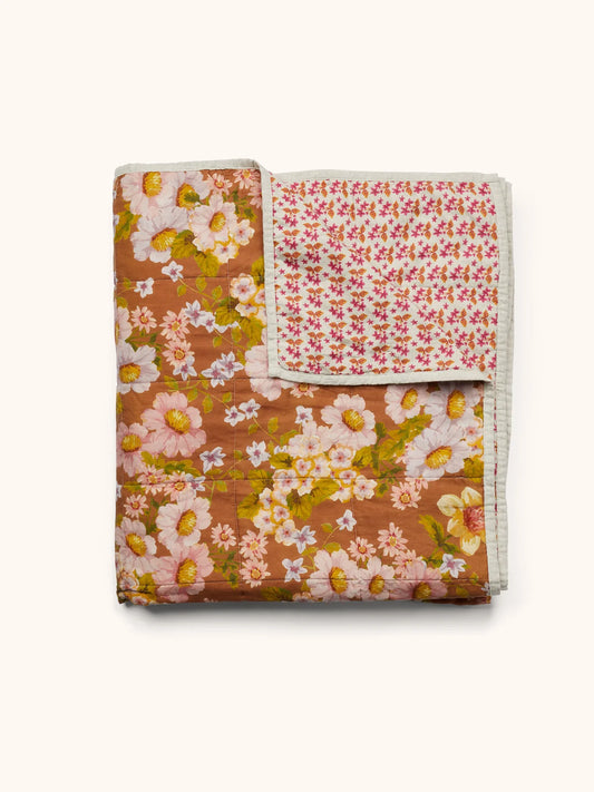 Bonnie and Neil Buttercup RUST reversible linen throw