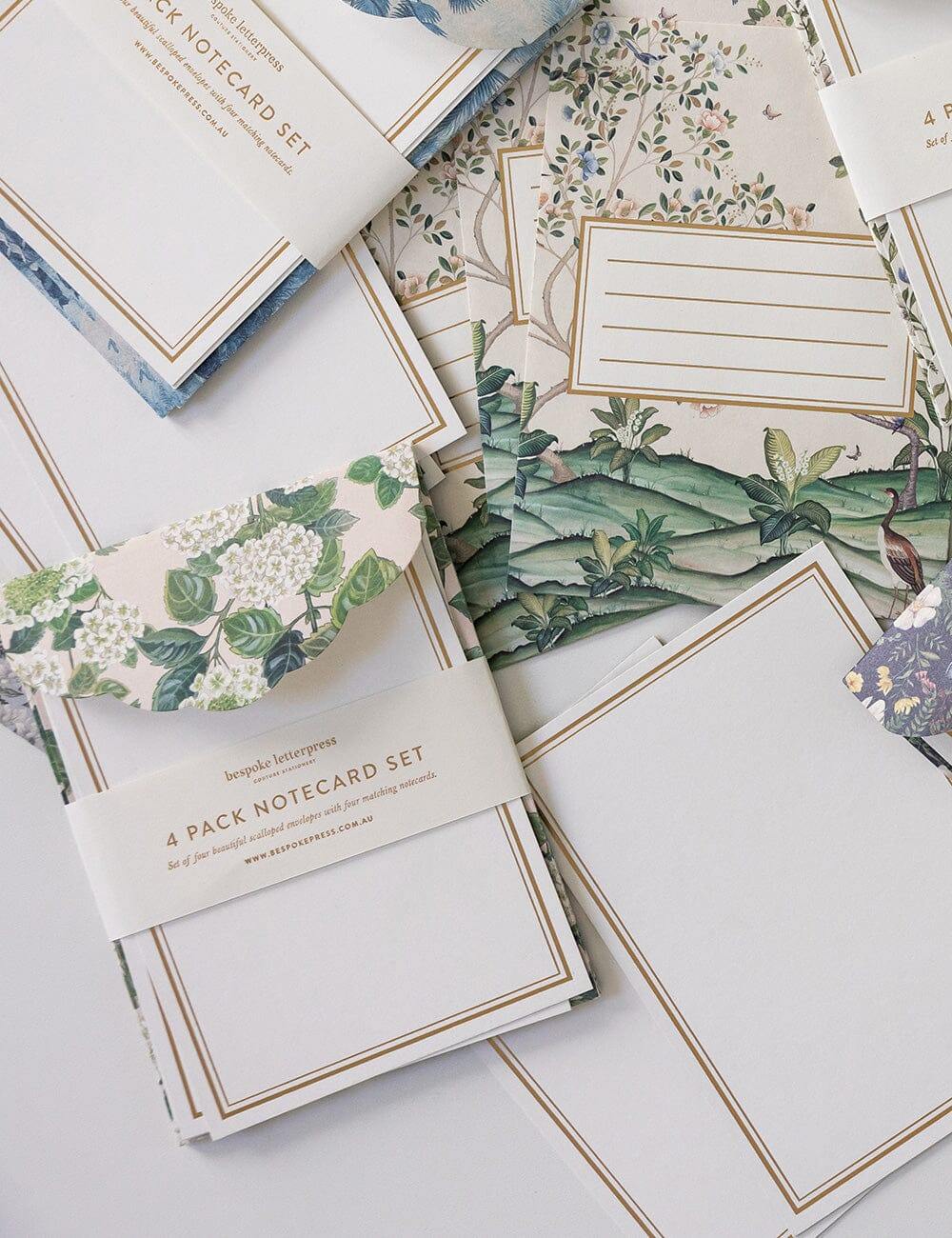 Bespoke Letterpress - Hydrangea 4pk Scallop Notecard Set