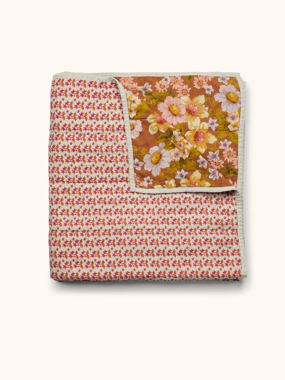 Bonnie and Neil Buttercup RUST reversible linen throw