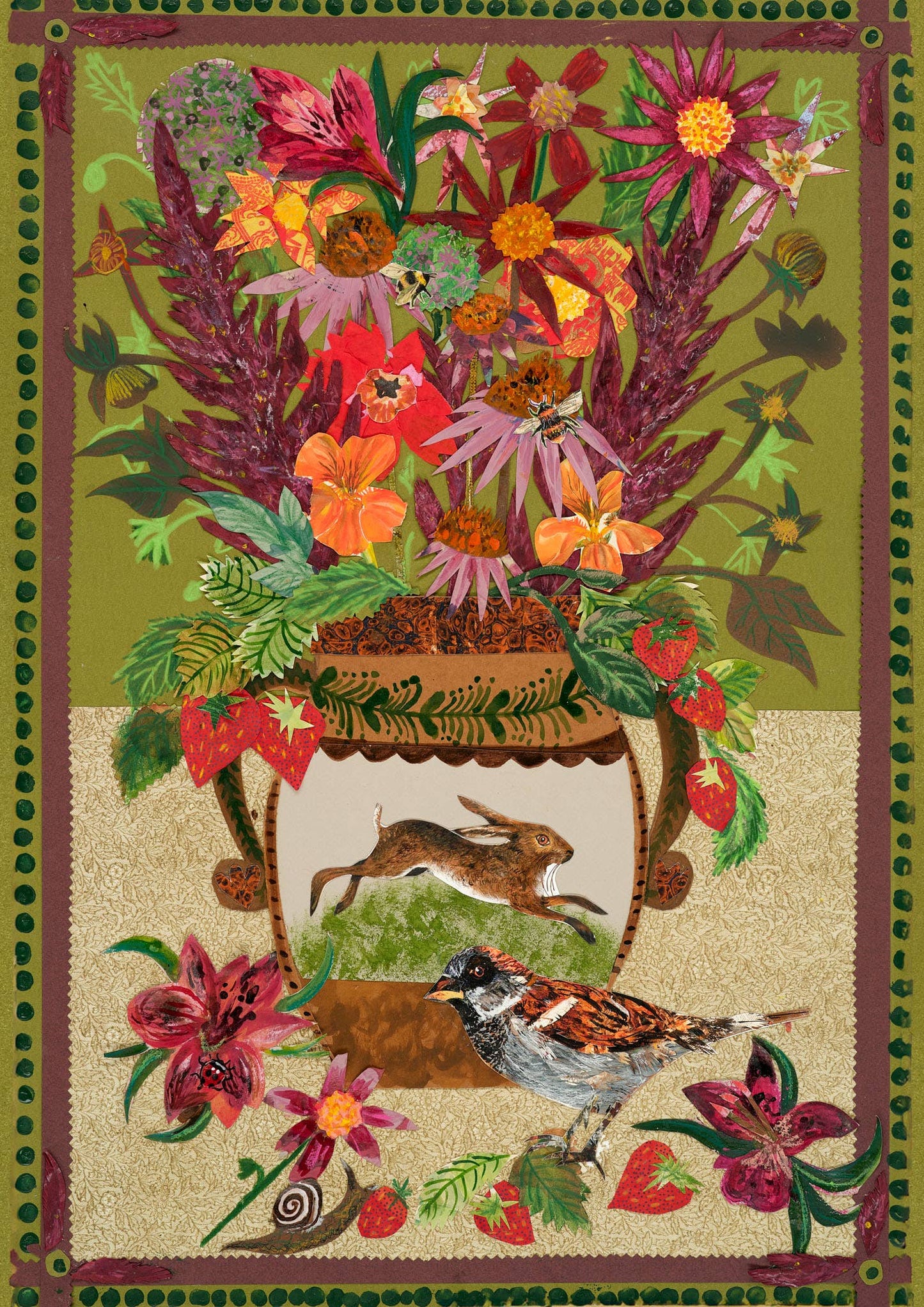 A6 Berries and blooms blank greeting card 