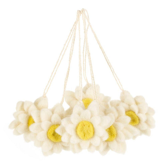 Handmade Hanging Daisies (set of 6) Felt Decorations