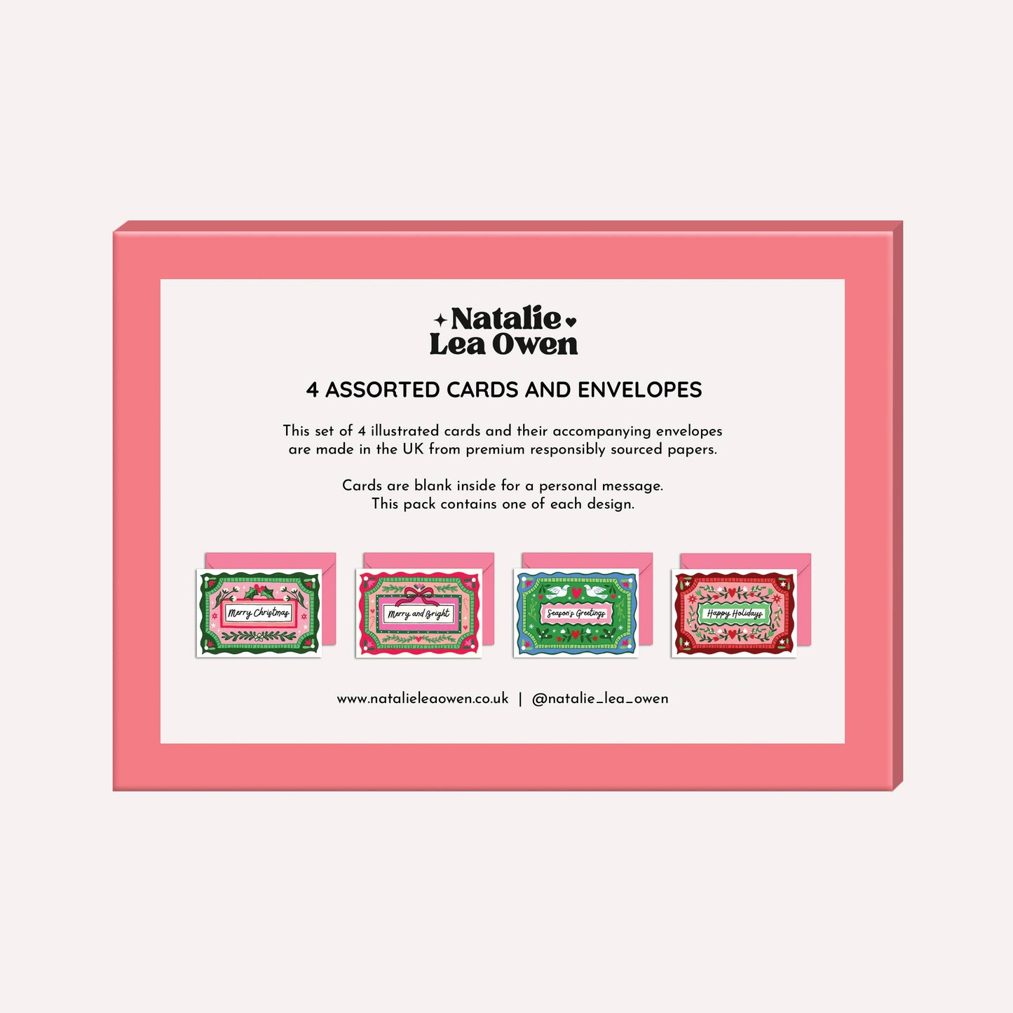 Christmas Card Pack of 4 | Pretty Vintage Illustration