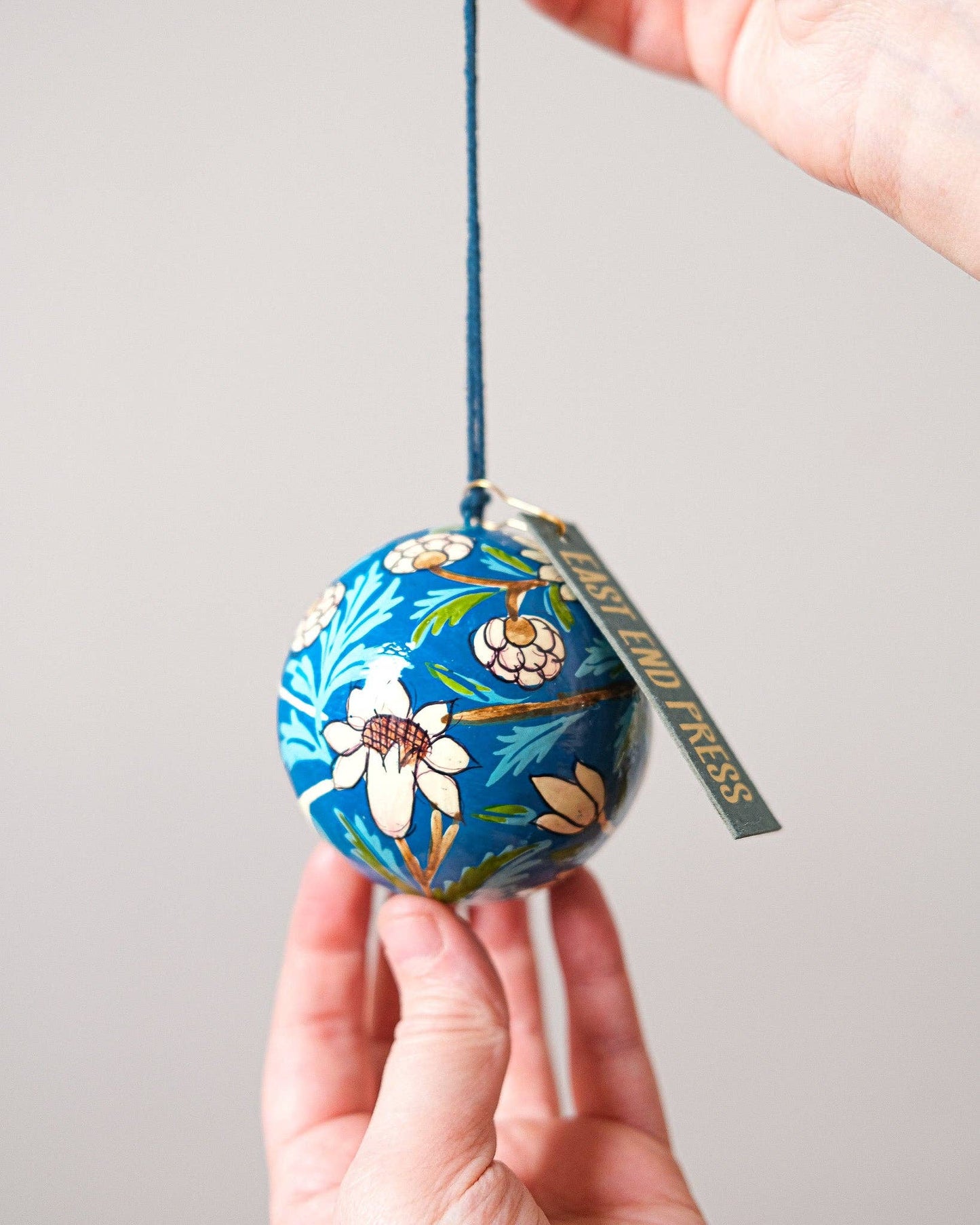 Cobalt Blue Flowers Bauble