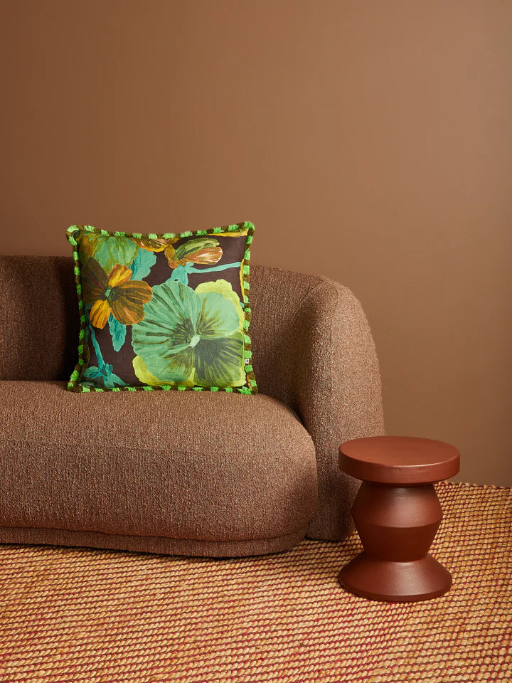 Bonnie and Neil Cushion - Wild Pansy Verde 60cm
