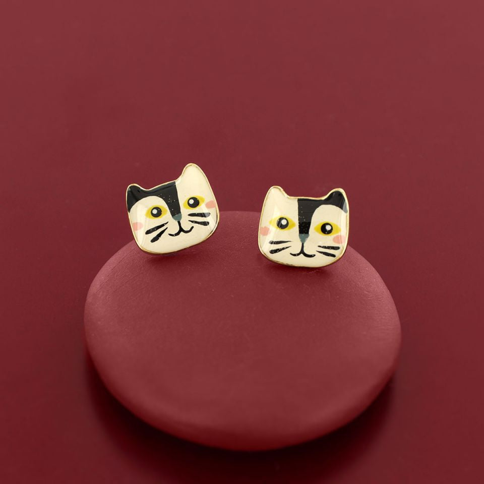 Taratata Jewellery - Alfred Cat Face Stud Earrings