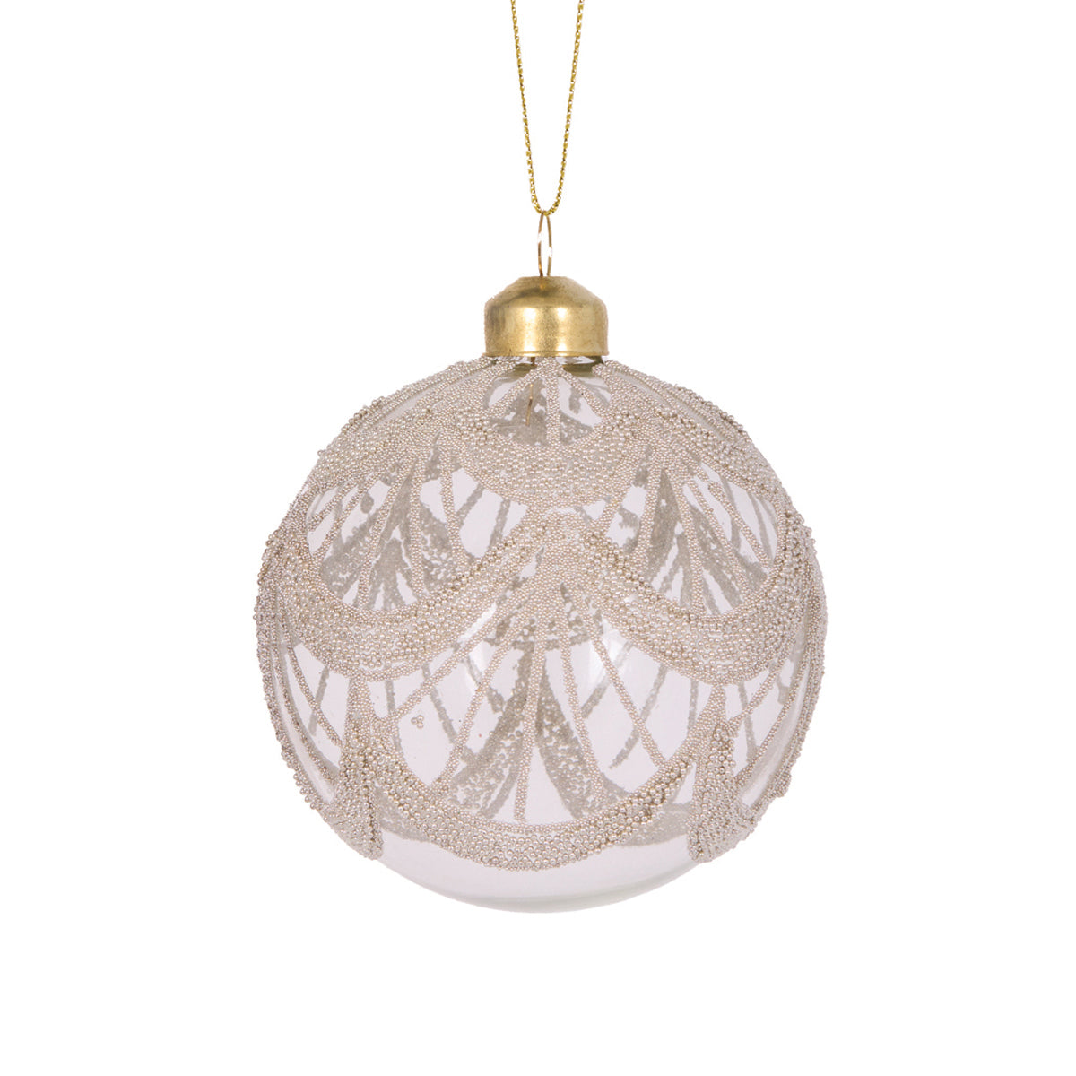 Champagne Lace Round Bauble Decoration